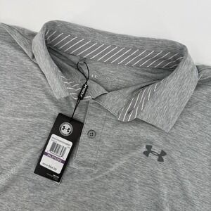 Under Armour Men's 2XL XXL Polo Playoff Gray Golf Sport Short Sleeve Loose Fit